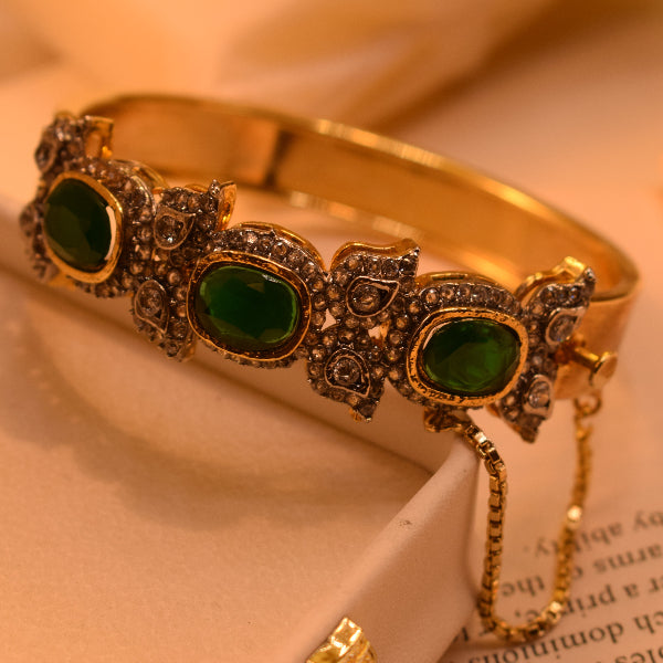 Luxury Unique Design Gold Plated Real Stones Bangle for Girls/Women