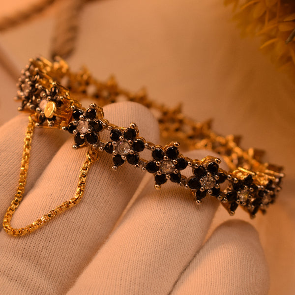 Sparkling Unique Design Gold Plated Crystal Stones Bangle for Girls/Women
