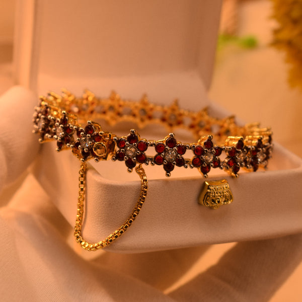 Sparkling Unique Design Gold Plated Crystal Stones Bangle for Girls/Women