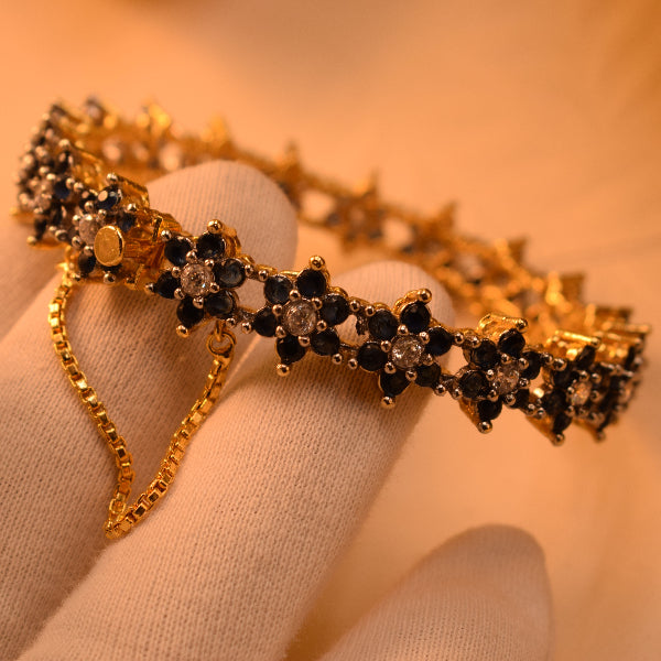 Sparkling Unique Design Gold Plated Crystal Stones Bangle for Girls/Women