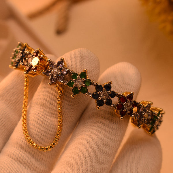 Sparkling Unique Design Gold Plated Crystal Stones Bangle for Girls/Women