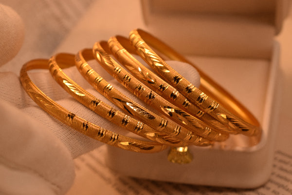 Charming Unique Design Gold Plated 6pc Bangle Set for Girls/Women