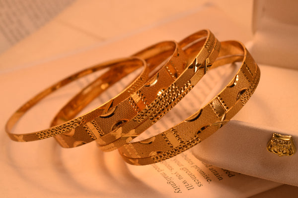 Dazzling Unique Design Gold Plated 6pc Bangle Set for Girls/Women