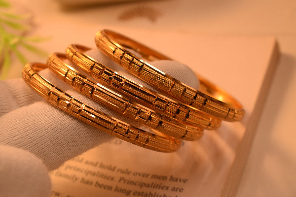 Stylish Unique Design Gold Plated 4pc Bangle Set for Girls/Women