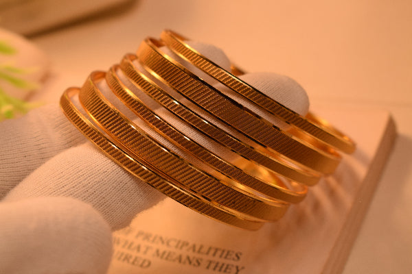 Elegant Unique Design Gold Plated 6pc Bangle Set for Girls/Women
