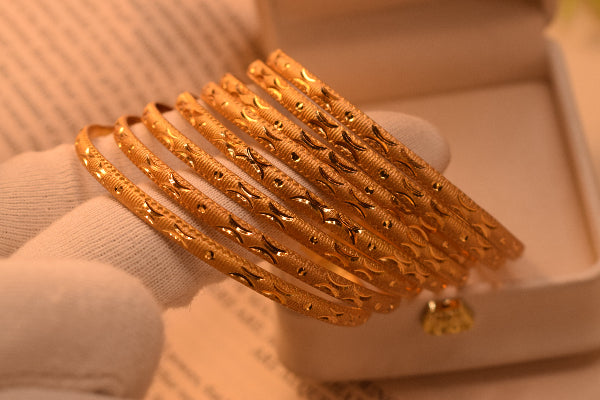 Sparkling Unique Design Gold Plated 8pc Bangle Set for Girls/Women