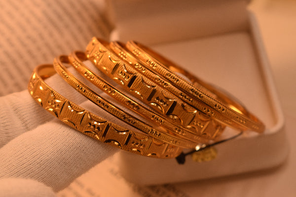Fancy Unique Design Gold Plated 6pc Bangle Set for Girls/Women