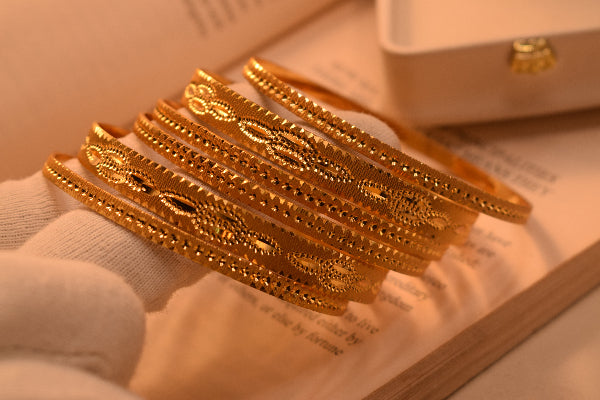 Beautiful Unique Design Gold Plated 6pc Bangle Set for Girls/Women