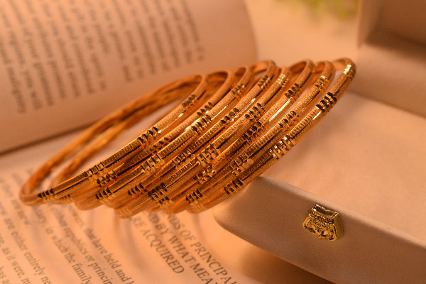 Charming Unique Design Gold Plated 8pc Bangle Set for Girls/Women