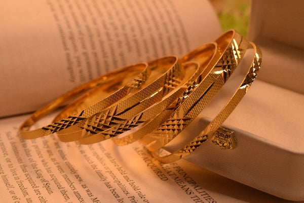 Dazzling Unique Design Gold Plated 8pc Bangle Set for Girls/Women