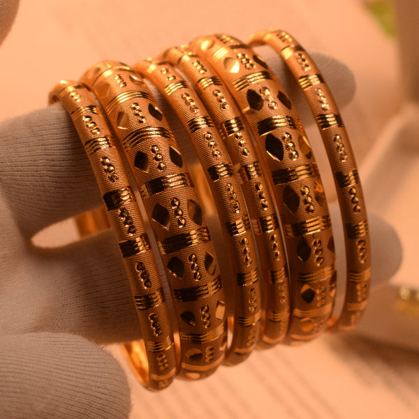 Stylish Unique Design Gold Plated 6pc Bangle Set for Girls/Women