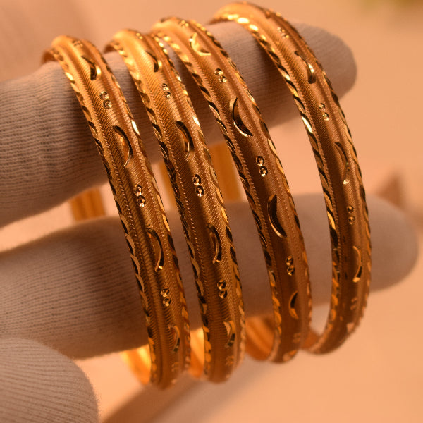 Luminous Unique Design Gold Plated 4pc Bangle Set for Girls/Women