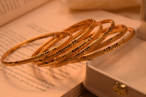 Sparkling Unique Design Gold Plated 6pc Bangle Set for Girls/Women