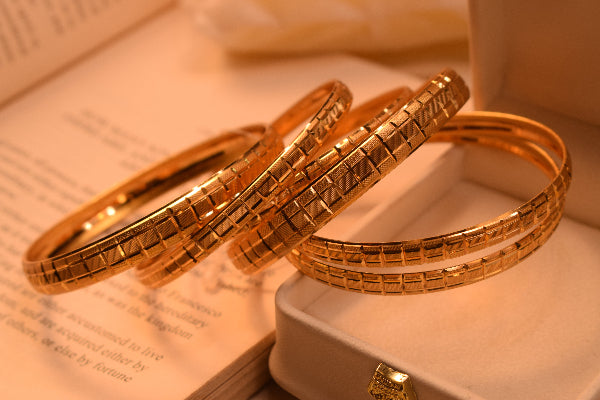 Fancy Unique Design Gold Plated 6pc Bangle Set for Girls/Women