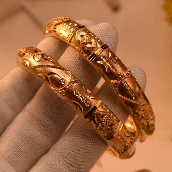 Luminous Design Gold Plated 2pc Bangle Set for Girls/Women