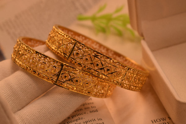 Beautiful Unique Design Gold Plated 2pc Bangle Set for Girls/Women