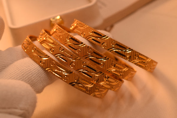 Sparkling Design Gold Plated 4pc Bangle Set for Girls/Women