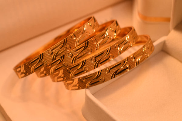 Sparkling Design Gold Plated 4pc Bangle Set for Girls/Women