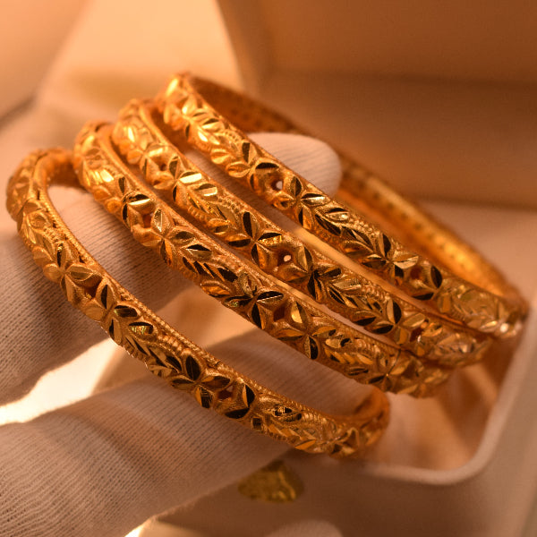 Charming Unique Design Gold Plated 4pc Bangle Set for Girls/Women