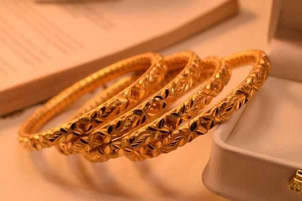 Charming Unique Design Gold Plated 4pc Bangle Set for Girls/Women