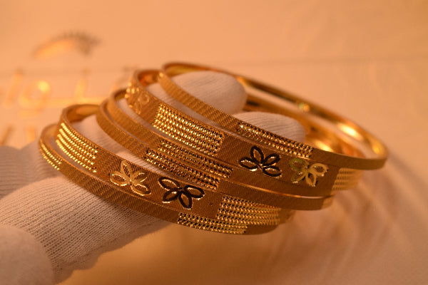 Sparkling Unique Design Gold Plated 6pc Bangle Set for Girls/Women