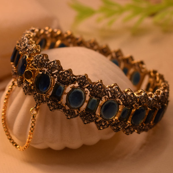 Fancy Unique Design Gold Plated Real Stones Bangle for Girls/Women