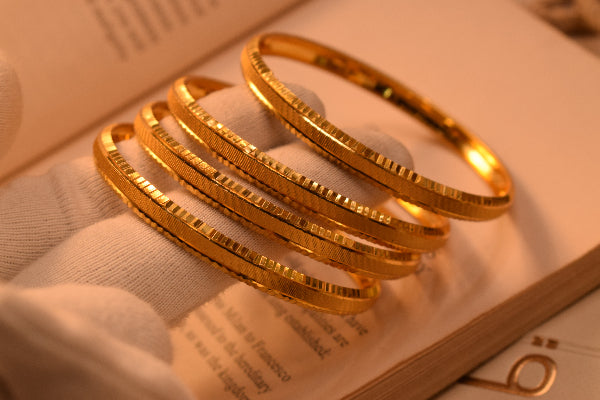 Glamorous Unique Design Gold Plated 4pc Bangle Set for Girls/Women