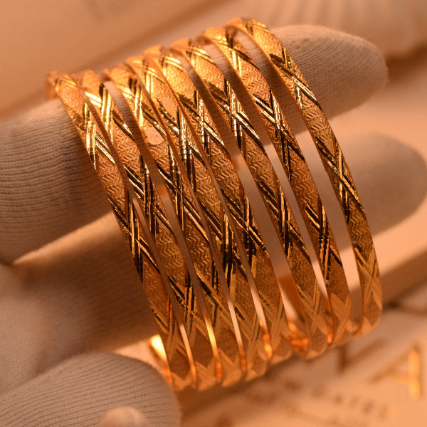 Dazzling Unique Design Gold Plated 8pc Bangle Set for Girls/Women