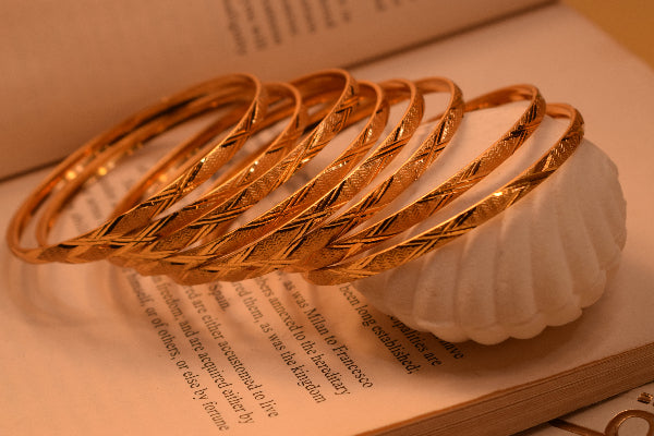 Dazzling Unique Design Gold Plated 8pc Bangle Set for Girls/Women