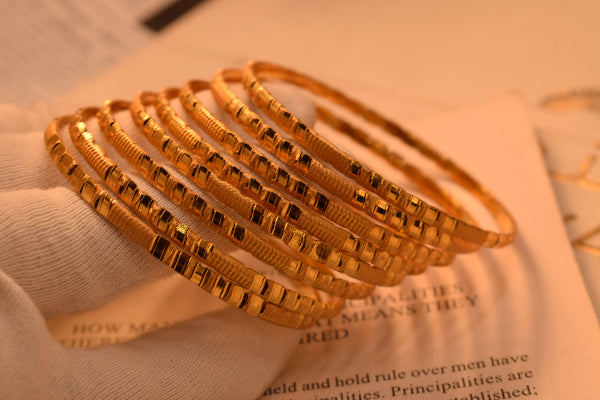 Luminous Unique Design Gold Plated 8pc Bangle Set for Girls/Women