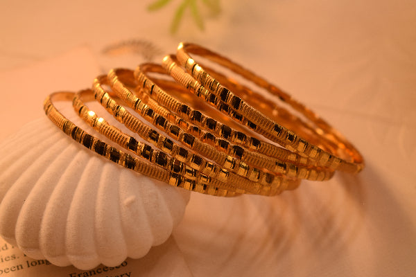 Luminous Unique Design Gold Plated 8pc Bangle Set for Girls/Women