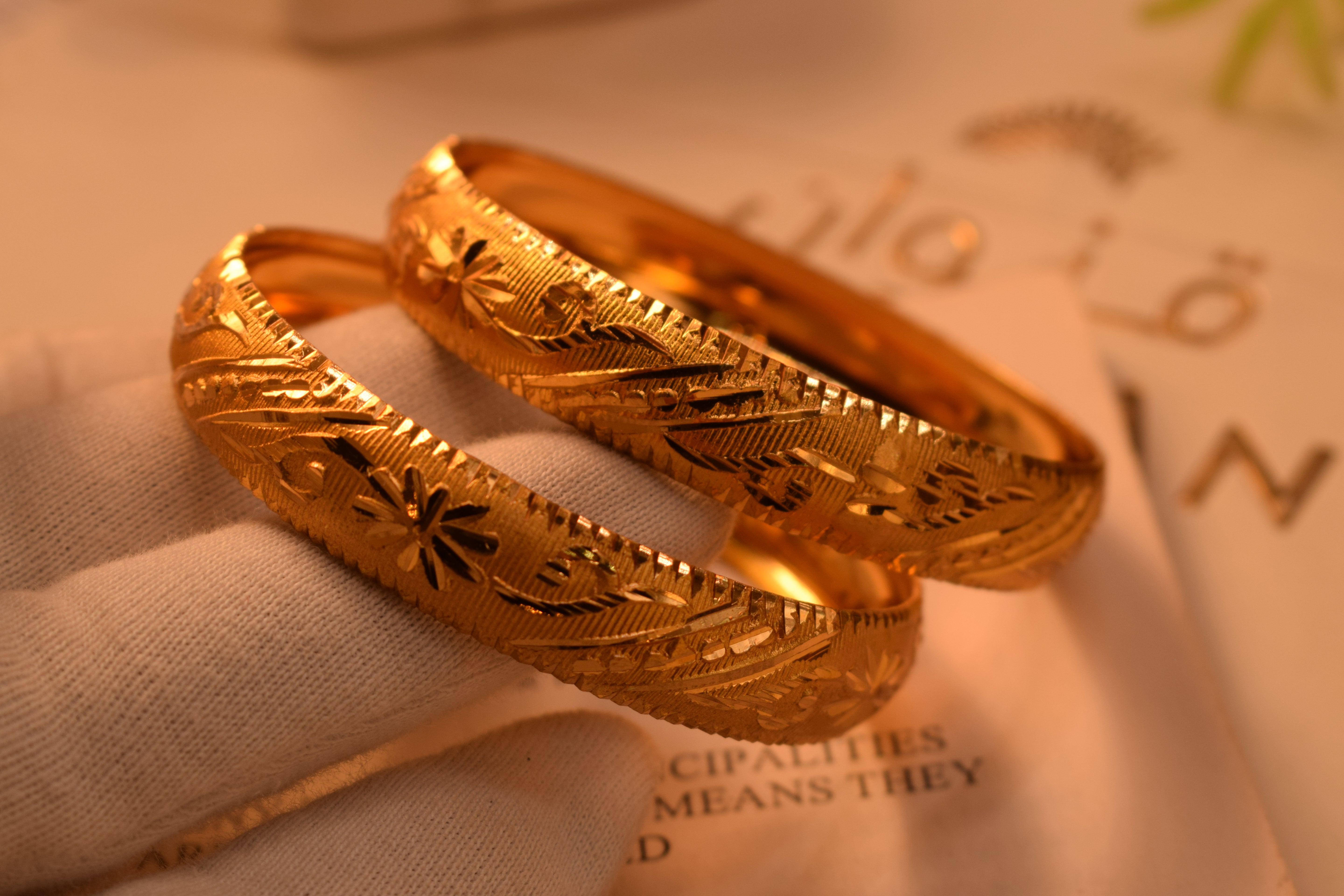 Glamorous Unique Design Gold Plated 2pc Bangle Set for Girls/Women