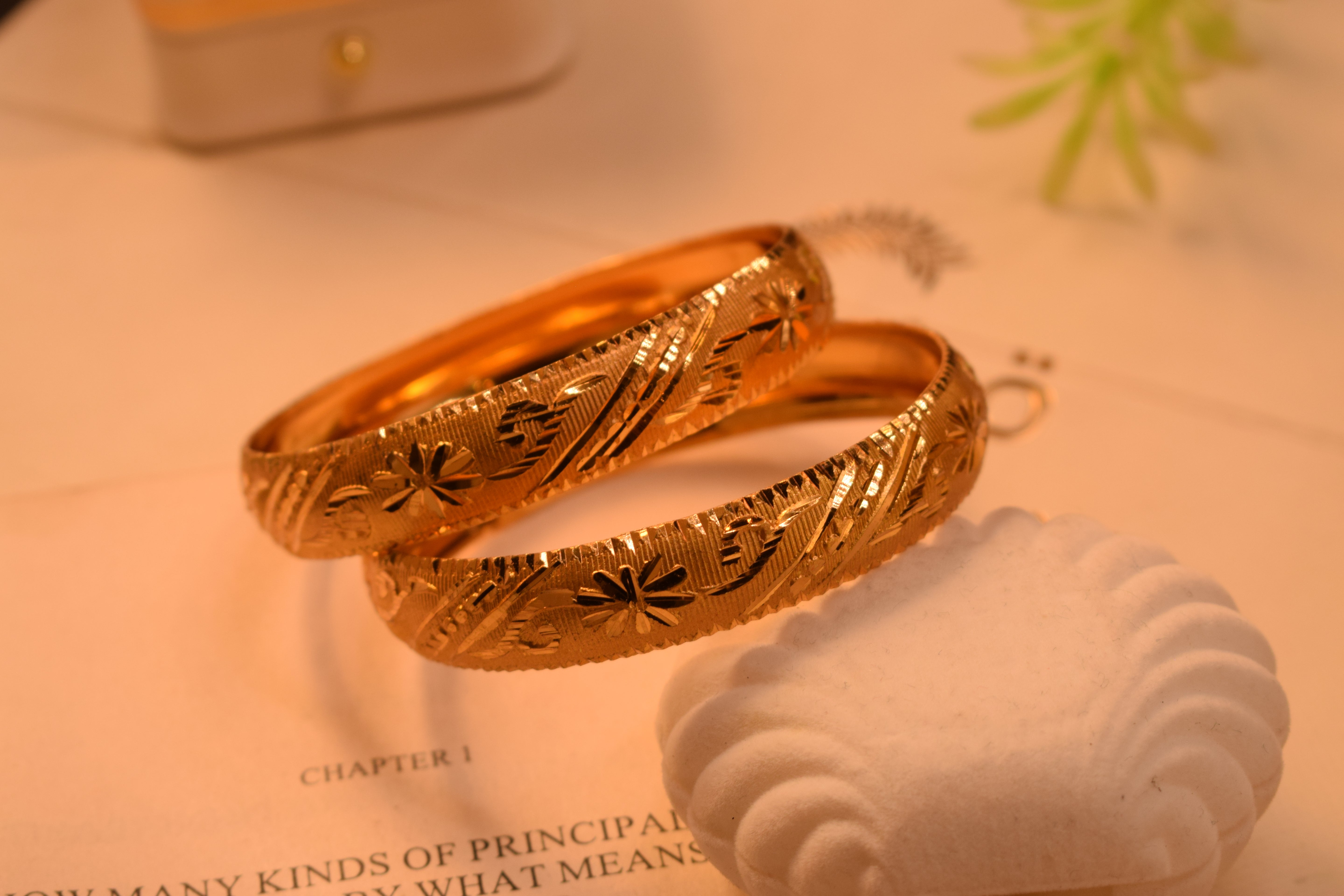 Glamorous Unique Design Gold Plated 2pc Bangle Set for Girls/Women
