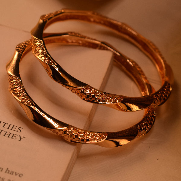 Stylish Unique Design Gold Plated 2pc Bangle Set for Girls/Women