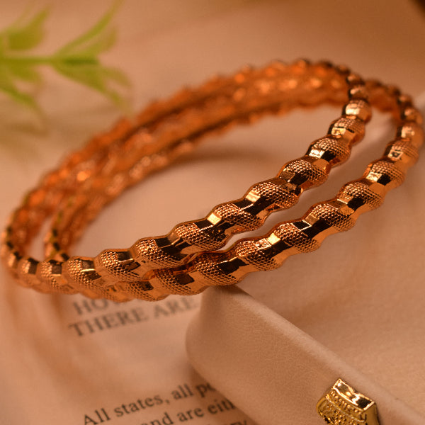 Luminous Unique Design Gold Plated 2pc Bangle Set for Girls/Women