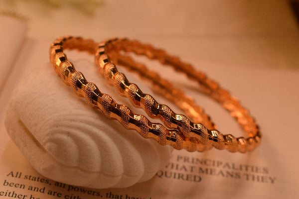 Luminous Unique Design Gold Plated 2pc Bangle Set for Girls/Women
