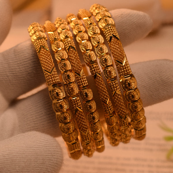 Charming Design 24K RP Gold Plated 6pc Bangle Set for Girls/Women