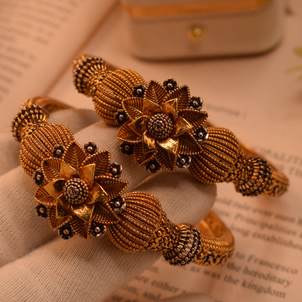 Dazzling Design 24K RP Gold Plated 2pc Bangle Set for Girls/Women