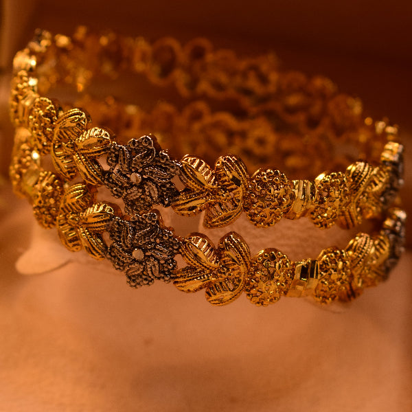 Stylish Design 24K RP Gold Plated 2pc Bangle Set for Girls/Women