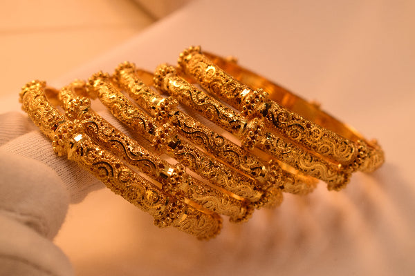 Gorgeous Design 24K Gold Plated 6pc Bangle Set for Girls/Women