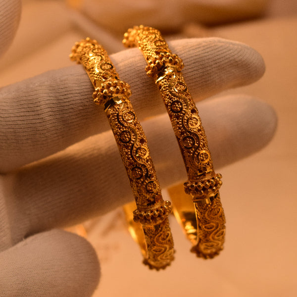 Glamorous Design 24K Gold Plated 2pc Bangle Set for Girls/Women