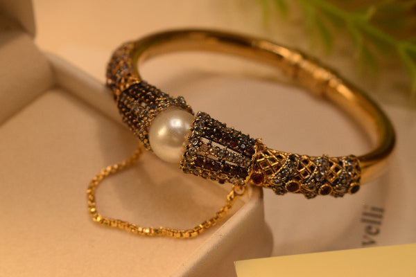 Luminous Design Gold Plated Crystal Stones Bangle for Girls/Women