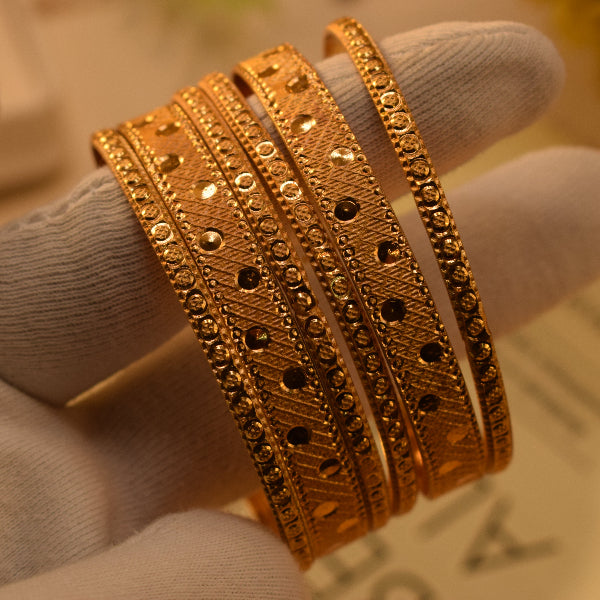 Sparkling Unique Design Gold Plated 6pc Bangle Set for Girls/Women