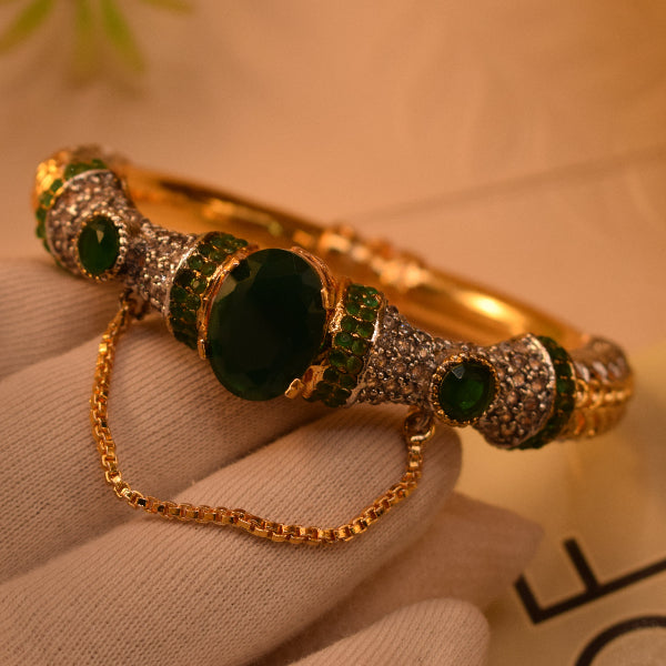 Luminous Unique Design Gold Plated Crystal Stones Bangle for Girls/Women