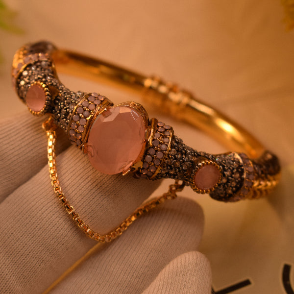 Luminous Unique Design Gold Plated Crystal Stones Bangle for Girls/Women