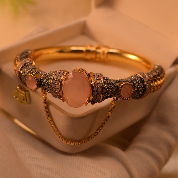 Luminous Unique Design Gold Plated Crystal Stones Bangle for Girls/Women