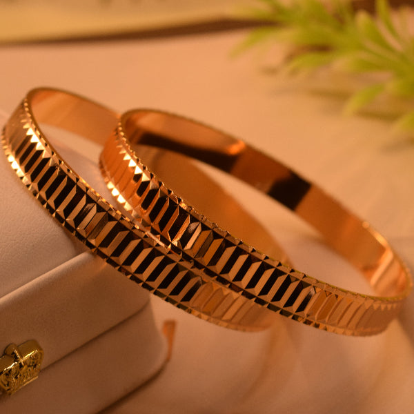 Stylish Unique Design Gold Plated 2pc Bangle Set for Girls/Women