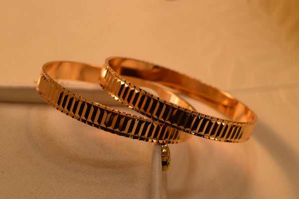 Stylish Unique Design Gold Plated 2pc Bangle Set for Girls/Women