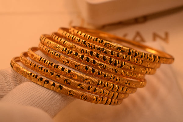 Sparkling Unique Design Gold Plated 8pc Bangle Set for Girls/Women