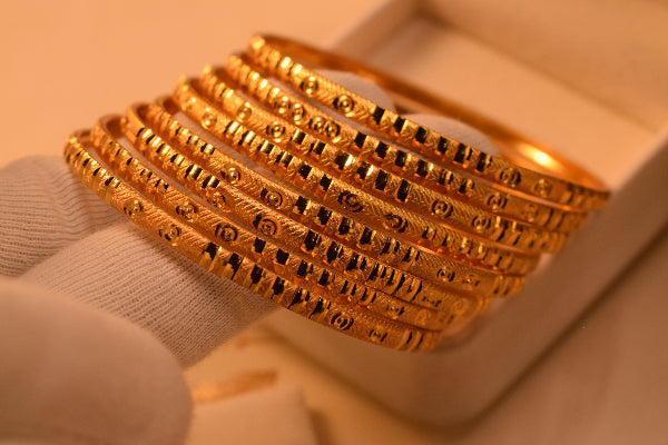 Sparkling Unique Design Gold Plated 8pc Bangle Set for Girls/Women